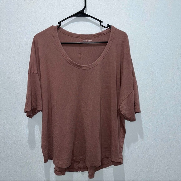 Athleta Tops - Athleta brick red organic texture t shirt flowy